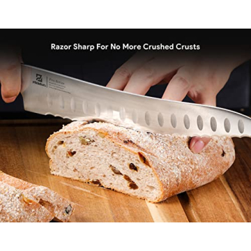 Piklohas Resharpenable Bread Knife, 10-inch Multifunction Serrated Knife, German HC Stainless Steel Bread Cutting Knife with Innovative Wavy Edge for Efficient Slicing, Razor Sharp for Homemade Bread