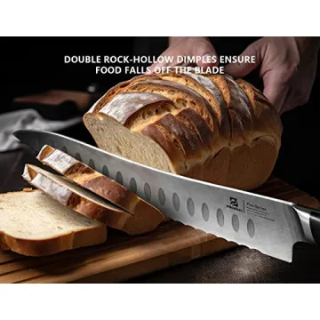 Piklohas Resharpenable Bread Knife, 10-inch Multifunction Serrated Knife, German HC Stainless Steel Bread Cutting Knife with Innovative Wavy Edge for Efficient Slicing, Razor Sharp for Homemade Bread
