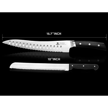 Piklohas Resharpenable Bread Knife, 10-inch Multifunction Serrated Knife, German HC Stainless Steel Bread Cutting Knife with Innovative Wavy Edge for Efficient Slicing, Razor Sharp for Homemade Bread
