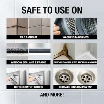 GlassGuard Miracle Mold Cleaner Gel for Kitchen - 10 fl oz Mold Cleaner for Bathroom Shower - Grout ...