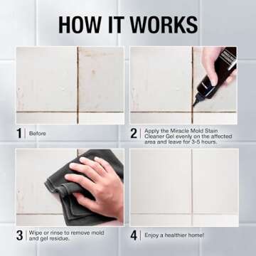 GlassGuard Miracle Mold Cleaner Gel for Kitchen - 10 fl oz Mold Cleaner for Bathroom Shower - Grout Cleaner for Bathtub/Glass/Tile & Silicone Surfaces