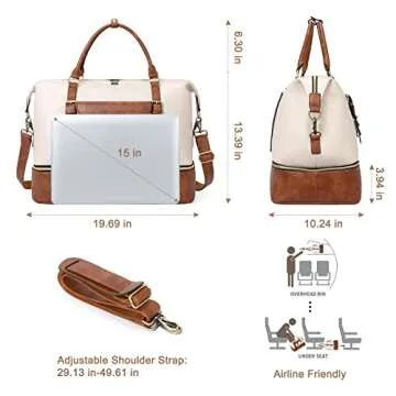 CLUCI Large Leather Duffel Bag with Shoe Compartment