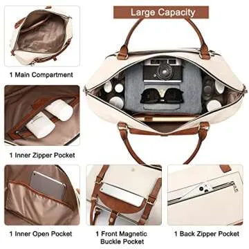 CLUCI Large Leather Duffel Bag with Shoe Compartment