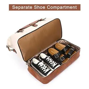 CLUCI Large Leather Duffel Bag with Shoe Compartment