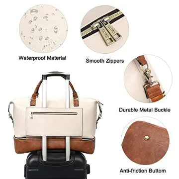 CLUCI Large Leather Duffel Bag with Shoe Compartment