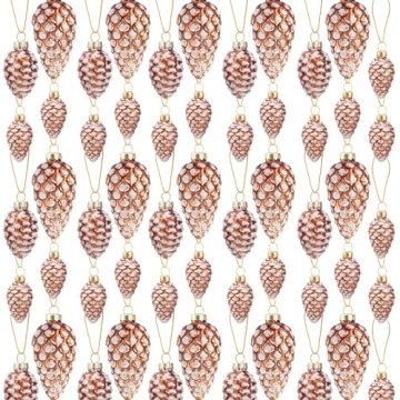 Sliner 48 Pcs Christmas Glass Pinecone Ornaments Set for Festive Decor