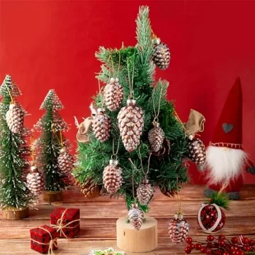 Sliner 48 Pcs Glass Pinecone Ornaments Set