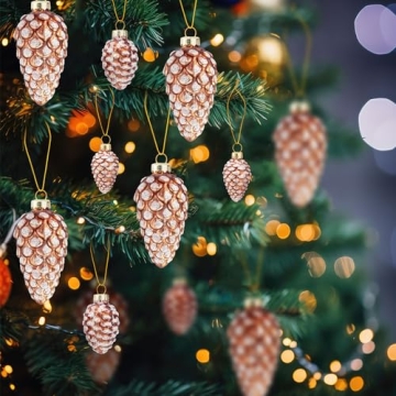 Sliner 48 Pcs Glass Pinecone Ornaments Set