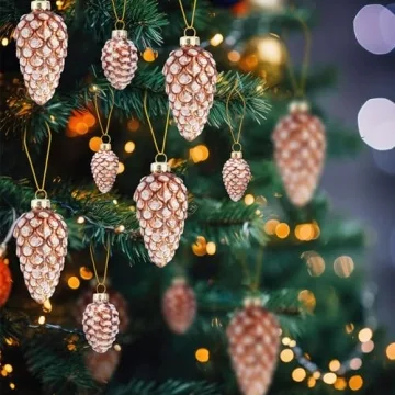 Sliner 48 Pcs Glass Pinecone Ornaments Set