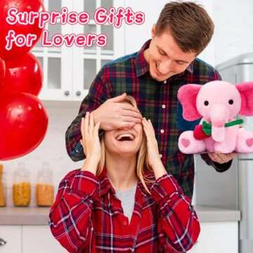 JIZWPOOM 14in Plush Pink Rose Elephant - Perfect Valentine Gift