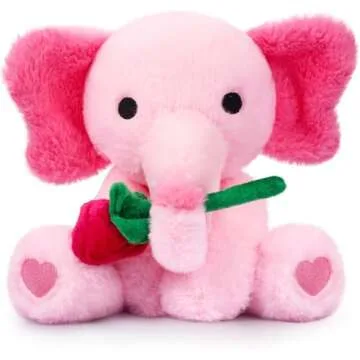 JIZWPOOM 14in Plush Pink Rose Elephant - Perfect Valentine Gift