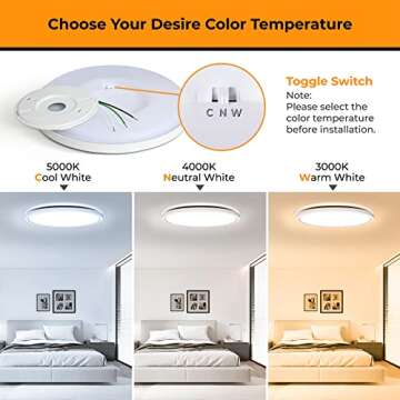 Matane 2Pack LED Flush Mount Ceiling Light Fixture 12in, 24W Slim LED Ceiling Lights 3000K/4000K/500...