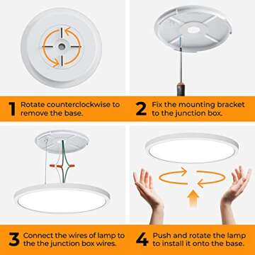 Matane 2Pack LED Flush Mount Ceiling Light Fixture 12in, 24W Slim LED Ceiling Lights 3000K/4000K/5000K Selectable, Low Profile Ceiling Lights for Bedroom, Dinning Room, Kitchen, White