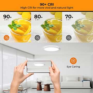 Matane 2Pack LED Flush Mount Ceiling Light Fixture 12in, 24W Slim LED Ceiling Lights 3000K/4000K/5000K Selectable, Low Profile Ceiling Lights for Bedroom, Dinning Room, Kitchen, White