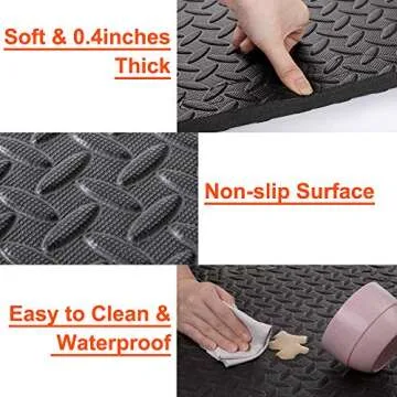 Walsai Exercise Mats Puzzle Foam Mats Gym Flooring Mat Cover 20 SQ.FT Interlocking Foam Mats with EVA Foam Floor Tiles for Home Gym Equipment Workouts (20pcs Black Exercise Mats)