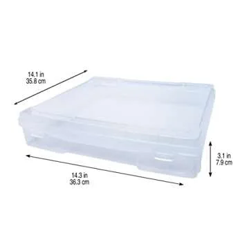 12” x 12” Plastic Scrapbook Storage Case by Simply Tidy - Portable Case for Documents, Papers, Sewing, Crafts - Clear, Bulk 12 Pack