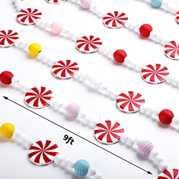 9 Ft Christmas Wooden Bead Garland for Festive Decor