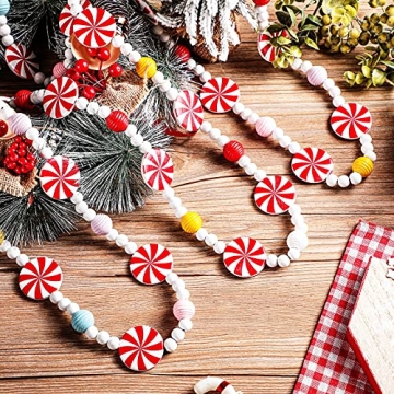 9 Ft Christmas Wooden Bead Garland for Festive Decor