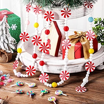 9 Ft Christmas Wooden Bead Garland for Festive Decor
