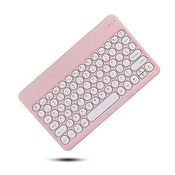 HENGHUI Keyboard Case for iPad Mini 7 A17 Pro (2024), iPad Mini 7th/6th Generation Keyboard Case Cute Round Key Color Keyboard Wireless Detachable BT Keyboard Cover,Pink