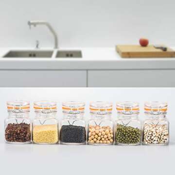 Encheng 4 oz Glass Jars With Airtight Lids And Leak Proof Rubber Gasket,Small Mason Jars With Hinged Lids For Kitchen, Mini Spice Jars With Twine And Tags Labeling 30 Pack
