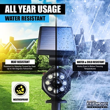 Bell+Howell Bionic Spotlight Motion Solar Spot Lights Outdoor Waterproof, Solar Landscape Lights, Outdoor Solar Yard Lights Weather Resistant, Super Bright LED Lights, for Garden, Lawn As Seen On TV