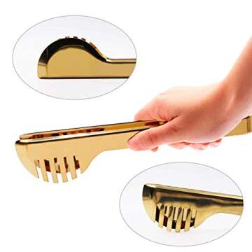 IAXSEE 2-Pack Gold Stainless Steel Salad Tongs