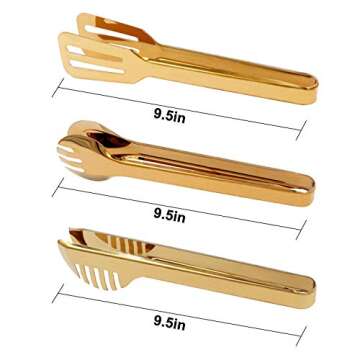 IAXSEE 2-Pack Gold Stainless Steel Salad Tongs