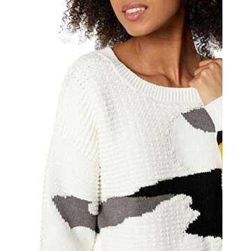 Cable Stitch Women's Vintage Intarsia Pullover Sweater - Crewneck Long Sleeve Geometric Pattern Top