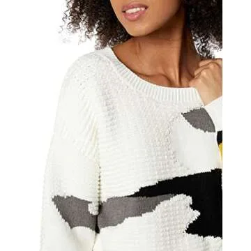 Cable Stitch Women's Vintage Intarsia Pullover Sweater - Crewneck Long Sleeve Geometric Pattern Top