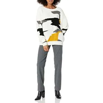 Cable Stitch Women's Vintage Intarsia Pullover Sweater - Crewneck Long Sleeve Geometric Pattern Top