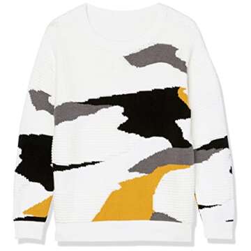 Cable Stitch Women's Vintage Intarsia Pullover Sweater - Crewneck Long Sleeve Geometric Pattern Top