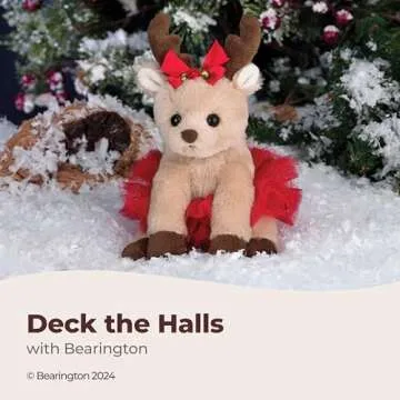 Bearington Collection Darling Dancer Ballerina Reindeer Stuffed Animal, 7 Inch Stuffed Reindeer Christmas Doll, Ideal Christmas Plush Toy Gift for Toddlers, Kids & Teens