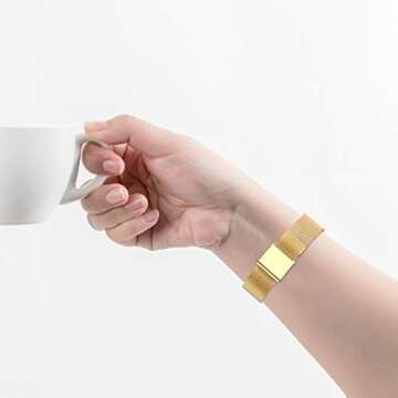 Compatible with Apple Watch Band 38mm 40mm 42mm 44mm, Thin Stainless Steel Mesh Buckle Sport Wristband Strap, Compatible for iWatch Series SE/6/5/4/3/2/1 (Gold, 38mm/40mm)