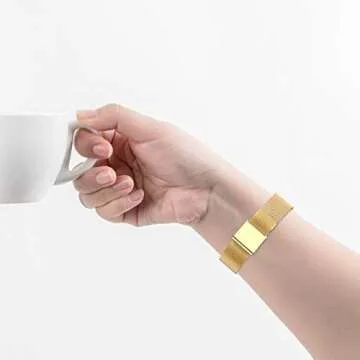 Compatible with Apple Watch Band 38mm 40mm 42mm 44mm, Thin Stainless Steel Mesh Buckle Sport Wristband Strap, Compatible for iWatch Series SE/6/5/4/3/2/1 (Gold, 38mm/40mm)