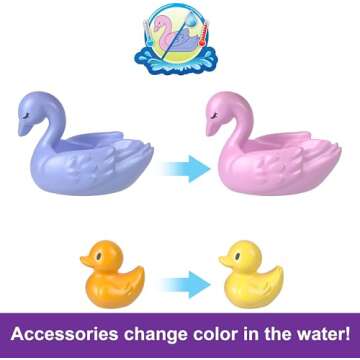 Polly Pocket Flower Garden Bunny Compact Playset with 2 Micro Dolls & 12 Accessories, Including 2 with Color Change