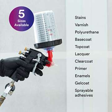 3M PPS (Original Series) Paint Spray Gun Cup Lids and Liners Kit, Large, 28 oz, 200-micron Filter, Use w/ Paint Gun for Cars, Furniture, Home, 25 Disposable Lids and Liners, 10 Sealing Plugs, Factory