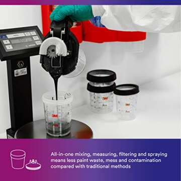 3M PPS (Original Series) Paint Spray Gun Cup Lids and Liners Kit, Large, 28 oz, 200-micron Filter, Use w/ Paint Gun for Cars, Furniture, Home, 25 Disposable Lids and Liners, 10 Sealing Plugs, Factory