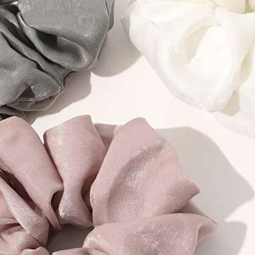 Scrunchies Hair Ties for Women - Big Silk Satin Scrunchie Exra Large Jumbo Gaint Oversized Cute Scru...