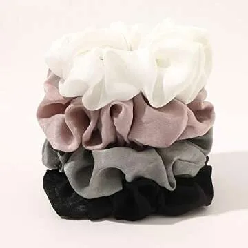 Scrunchies Hair Ties for Women - Big Silk Satin Scrunchie Exra Large Jumbo Gaint Oversized Cute Scrunchy for Curl Thick Hair Ligas Para el Cabello De Mujer Decorations Hair Accessories Gift for Girls