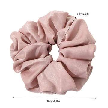 Scrunchies Hair Ties for Women - Big Silk Satin Scrunchie Exra Large Jumbo Gaint Oversized Cute Scrunchy for Curl Thick Hair Ligas Para el Cabello De Mujer Decorations Hair Accessories Gift for Girls