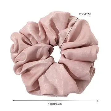 Scrunchies Hair Ties for Women - Big Silk Satin Scrunchie Exra Large Jumbo Gaint Oversized Cute Scrunchy for Curl Thick Hair Ligas Para el Cabello De Mujer Decorations Hair Accessories Gift for Girls