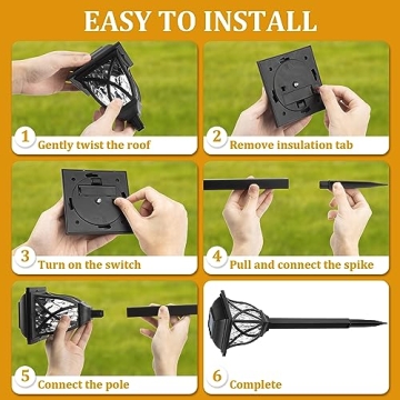 GIGALUMI Solar Garden Lights - 6 Pack Waterproof