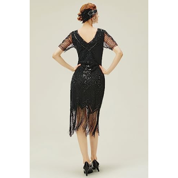 Elegant 1920s Fringed Sequin Dress for Parties