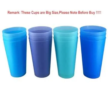 YUYUHUA 32-ounce Cups, BPA-free Plastic Tumblers Reusable Dishwasher Safe Set of 12 in 4 Assorted Colors Large Drinking Glasses