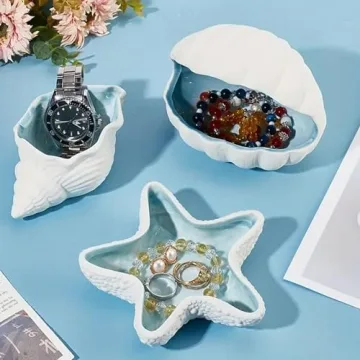 BESSKON Starfish Jewelry Dish - Coastal Decor Trinket Tray