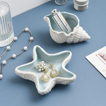 BESSKON Starfish Jewelry Dish - Coastal Decor Trinket Tray