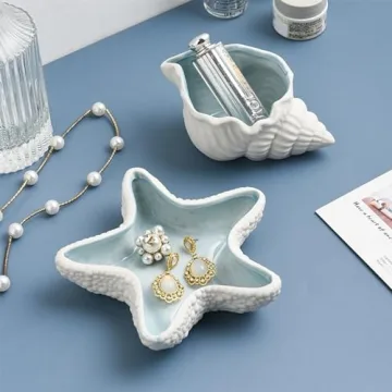BESSKON Starfish Jewelry Dish - Coastal Decor Trinket Tray