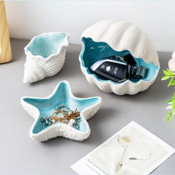 BESSKON Starfish Jewelry Dish - Coastal Decor Trinket Tray