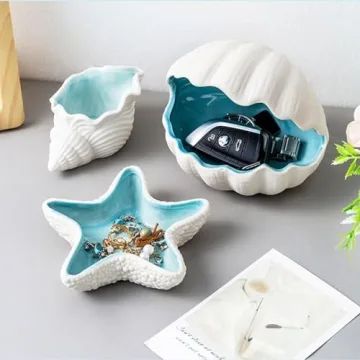 BESSKON Starfish Jewelry Dish - Coastal Decor Trinket Tray